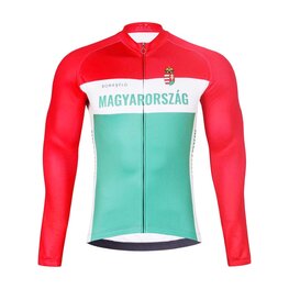 BONAVELO Cyklistický dres s dlhým rukávom zimný - HUNGARY WINTER - červená/zelená