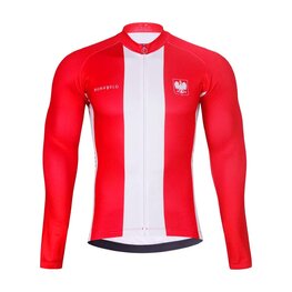 BONAVELO Cyklistický dres s dlhým rukávom zimný - POLAND WINTER - červená/biela