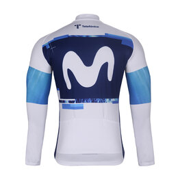 BONAVELO Cyklistický dres s dlhým rukávom zimný - MOVISTAR 2025 WINTER  - biela/modrá