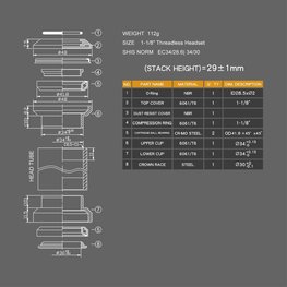 LONGUS hlavové zloženie - HEADSET 28,6mm - čierna