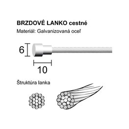 LONGUS brzdové lanko -  ROAD - strieborná