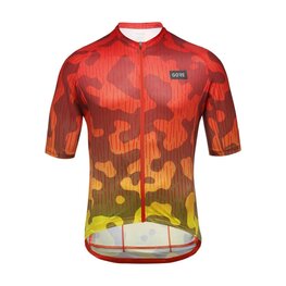 GORE Cyklistický dres s krátkym rukávom - RAIN CAMO - oranžová/žltá