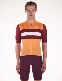 SANTINI Cyklistický dres s krátkym rukávom - ECO SLEEK NEW BENGAL  - oranžová/bordová
