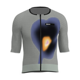 SANTINI Cyklistický dres s krátkym rukávom - AERO RACE - šedá/modrá