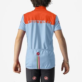 CASTELLI Cyklistický dres s krátkym rukávom - NEO PROLOGO - svetlo modrá/oranžová