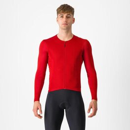 CASTELLI Cyklistický dres s dlhým rukávom zimný - FLY LS - červená