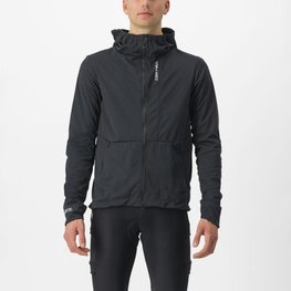 CASTELLI Cyklistická zateplená bunda - TRAIL HOODIE - čierna