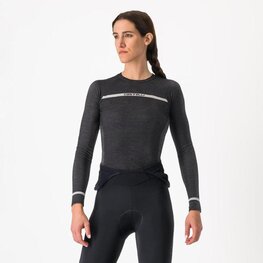 CASTELLI Cyklistické tričko s dlhým rukávom - MERINO SEAMLESS W - čierna