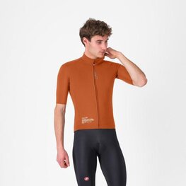 CASTELLI Cyklistická vetruodolná bunda - DO.DI.CI. SHORT SLEEVE - hnedá