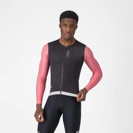 CASTELLI Cyklistický dres s dlhým rukávom letný - CORRETTO LS - čierna/ružová