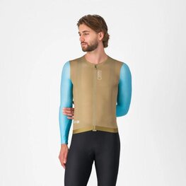 CASTELLI Cyklistický dres s dlhým rukávom letný - CORRETTO LS - hnedá/modrá
