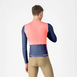 CASTELLI Cyklistický dres s dlhým rukávom letný - CORRETTO LS - ružová/modrá