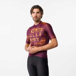 CASTELLI Cyklistický dres s krátkym rukávom - STRATUS LOGO - bordová
