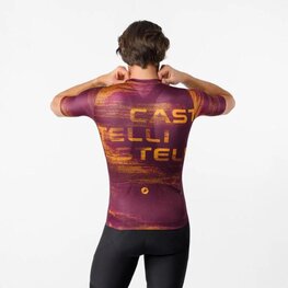 CASTELLI Cyklistický dres s krátkym rukávom - STRATUS LOGO - bordová