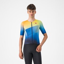 CASTELLI Cyklistický dres s krátkym rukávom - FREE SPEED 3 RACE TOP - modrá/žltá