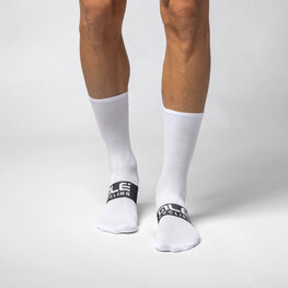 ALÉ Cyklistické ponožky klasické - FOLLOW ME  - biela