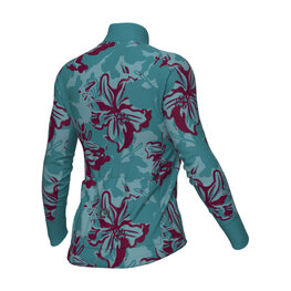 ALÉ Cyklistický dres s dlhým rukávom zimný - PR-E FLOWER - tyrkysová