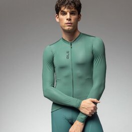 ALÉ Cyklistický dres s dlhým rukávom letný - COLOR BLOCK PRAGMA - zelená