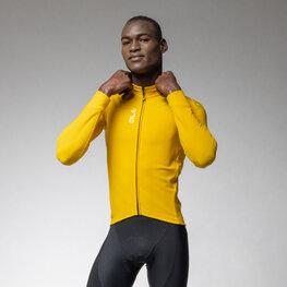 ALÉ Cyklistický dres s dlhým rukávom zimný - PRAGMA FONDO 3.0 - žltá