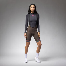 ALÉ Cyklistické nohavice krátke s trakmi - PR-E HIKE - hnedá