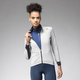 ALÉ Cyklistická vetruodolná bunda - KLIMATIK K-DOUBLE - biela