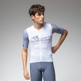 ALÉ Cyklistický dres s krátkym rukávom - PR-E MEGABYTE 2.0 - biela/modrá