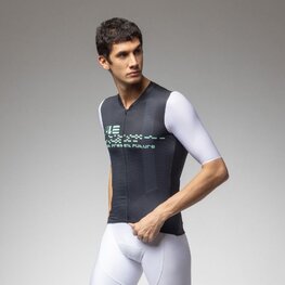 ALÉ Cyklistický dres s krátkym rukávom - PR-E MEGABYTE 2.0 - čierna/biela