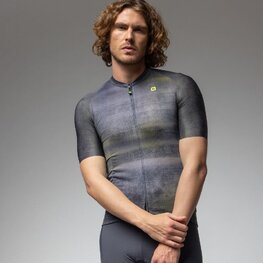 ALÉ Cyklistický dres s krátkym rukávom - OFF ROAD - GRAVEL TRACCIA - čierna/žltá/fialová