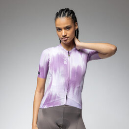 ALÉ Cyklistický dres s krátkym rukávom - PR-E ARGON - fialová/biela
