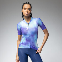 ALÉ Cyklistický dres s krátkym rukávom - PR-E ARGON - fialová/modrá