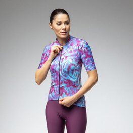 ALÉ Cyklistický dres s krátkym rukávom - PR-E CLOROFILLA - modrá/fialová