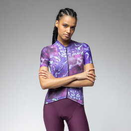 ALÉ Cyklistický dres s krátkym rukávom - PRAGMA LINFA - fialová/modrá