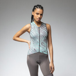 ALÉ Cyklistický dres bez rukávov - PRAGMA SURFACE PR-E - svetlo zelená/hnedá