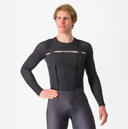 CASTELLI Cyklistické tričko s dlhým rukávom - MERINO - šedá