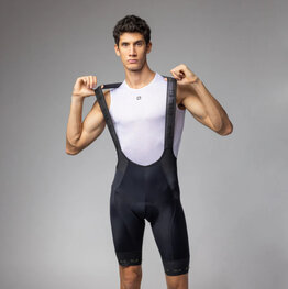 ALÉ Cyklistické nohavice krátke s trakmi - STRADA 2.0 PR-E - čierna