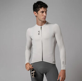 ALÉ Cyklistický dres s dlhým rukávom letný - COLOR BLOCK PRAGMA - béžová