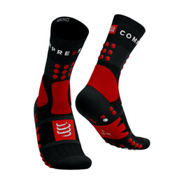 COMPRESSPORT Cyklistické ponožky klasické - HIKING - červená/čierna