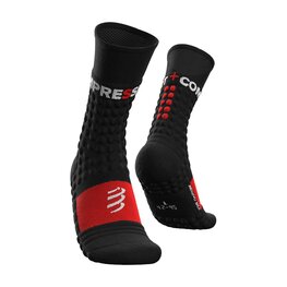 COMPRESSPORT Cyklistické ponožky klasické - PRO RACING WINTER RUN - čierna/červená