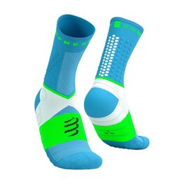 COMPRESSPORT Cyklistické ponožky klasické - ULTRA TRAIL SOCKS V2.0 - modrá/zelená