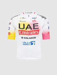 PISSEI Cyklistický dres s krátkym rukávom - UAE TEAM EMIRATES REPLICA - GIRO + TOUR 24 - biela/ružová/žltá
