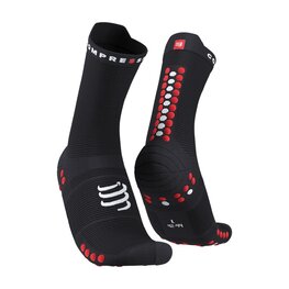 COMPRESSPORT Cyklistické ponožky klasické - PRO RACING  V4.0 RUN HIGH - čierna/červená