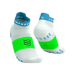 COMPRESSPORT Cyklistické ponožky členkové - PRO RACING SOCKS V4.0 RUN - biela/zelená