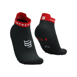 COMPRESSPORT Cyklistické ponožky členkové - PRO RACING V4.0 RUN LOW - čierna/červená