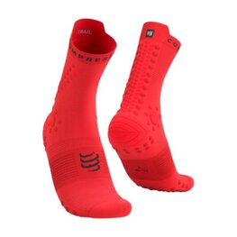 COMPRESSPORT Cyklistické ponožky klasické - PRO RACING SOCKS V4.0 TRAIL - červená/čierna