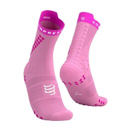 COMPRESSPORT Cyklistické ponožky klasické - PRO RACING SOCKS V4.0 TRAIL - ružová