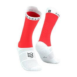 COMPRESSPORT Cyklistické ponožky klasické - PRO RACING SOCKS V4.0 BIKE - červená/biela