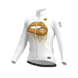 ALÉ Cyklistický dres s dlhým rukávom zimný - LIPS LADY WINTER - zlatá/biela