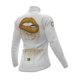ALÉ Cyklistický dres s dlhým rukávom zimný - LIPS LADY WINTER - zlatá/biela