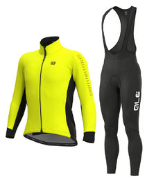 ALÉ Cyklistická zimná bunda a nohavice - FONDO WINTER - čierna/žltá