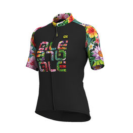 ALÉ Cyklistický dres s krátkym rukávom - LAB FLOWER LADY - čierna